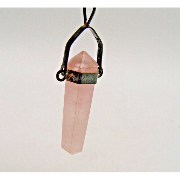 Rose Quartz Crystal Stone Necklace Point Pendant Fabric Rope Heart Chakra Energy - Picture 4 of 10